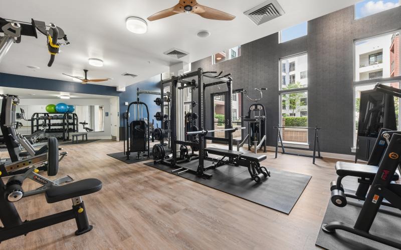 a gym with exercise equipment